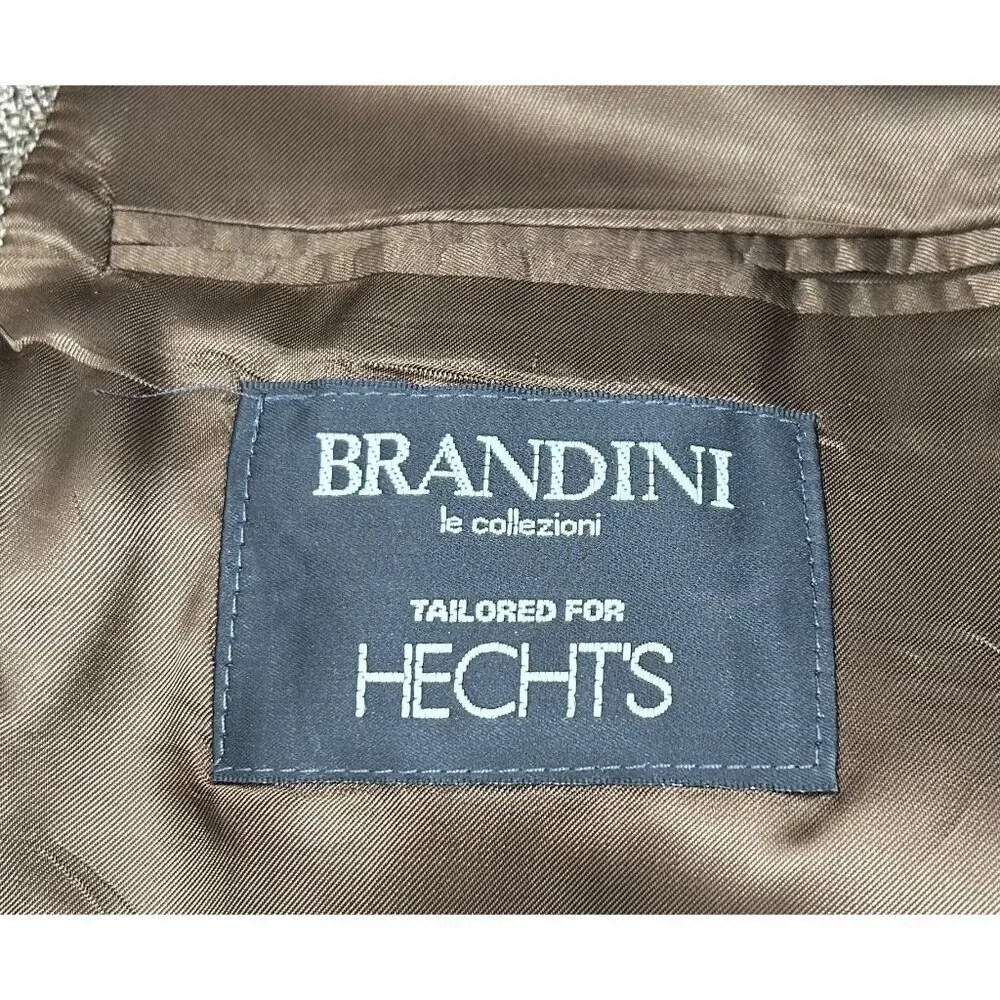BRANDINI Le Collezioni Men's 42R 100% Wool Blazer Classic Fit Brown Tweed Tailor